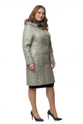 Осеннее женское пальто из текстиля с капюшоном, отделка искусственный мех